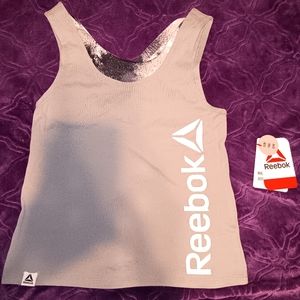 Reebok Crop Top Workout shirt with sports bra attatched.